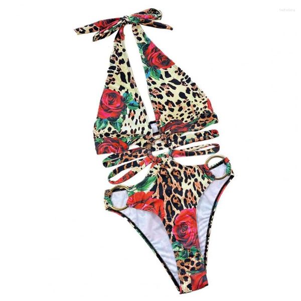 Maillot de bain femme maillot de bain une pièce rembourré moulante imprimé léopard magnifique monokini à séchage rapide pour les vacances