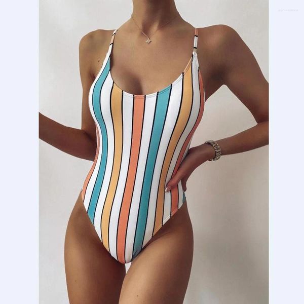 Traje de baño de baño para mujeres Swimsuit Women 2024 Sexy Traje de baño a rayas Mujer Bikini Natación para la playa Usar Monokini Swimsuits