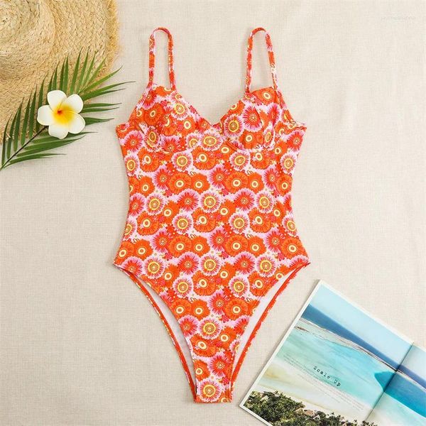 Traje de baño para mujer Traje de baño de una pieza Mujeres 2023 Imprimir Push Up Monokini Sexy Corte alto Tanga Traje de baño Natación Mujer Ropa de playa