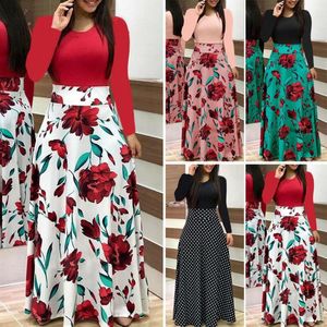 Traje de baño de mujer de una pieza para mujer de manga larga floral boho party bodycon maxi dress ropa de talla grande bikini formal cover up beachwearw