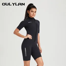 Maillots de bain pour femmes Oulylan 3MM Combinaison de plongée à manches courtes Surf Snorkeling Néoprène Wetsuit Hommes Garder au chaud Maillot de bain Scuba Free Suits Femmes