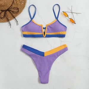 Traje de baño para mujer acolchado 2 unids/set elegante inalámbrico de tres puntos traje de baño para mujer traje de baño tanga bañistas sexy