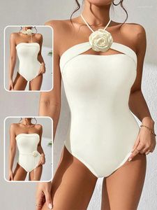 Maillots de bain pour femmes Peachtan White Bride Corée Style One Piece Maillot de bain Femme 2024 Luxe Élégant Bandeau Body Girls Beachwear