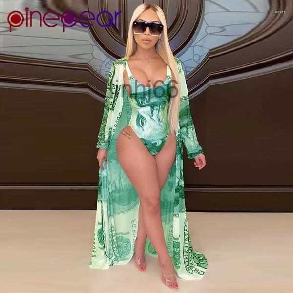 Traje de baño para mujer Pinepear Mujeres Money Print Body Body Body Cover Up 2 piezas Traje de baño Bikini Set Traje de baño Mujer Push Baño MBH0WC99