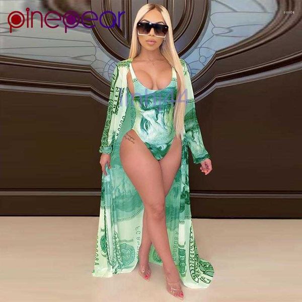 Maillots de bain pour femmes Pinepear Femmes Money Print Bodycon Body Cover Up 2 pièces Maillot de bain Bikini Set Maillot de bain Femme Push Bathr12C