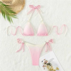 Dames Badmode Roze Bikini's 2023 Nieuwe Dames Hollow Out String Badpak Sexy Micro Bikini Set Vrouwelijke Zomer Badpak Strandkleding L YQ240112