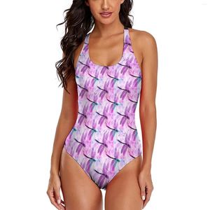 Swimwear Women's Pink Dragonfly Swimsuit mignon Animal Imprimé One Piece Monokini Sexy Fantasy Swim BodySuit Plus taille