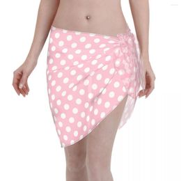Traje de baño de las mujeres Pink Polka Dot Pattern Kaftan Sarong traje de baño mujeres lindo poliéster Beach Dress Bikini Cover Up
