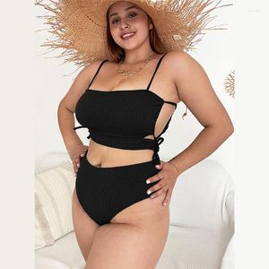 Dames Badmode Plus Size 4xl Bikini Vrouwen Zwart Sexy Badpak Grote Push Up Hoge Taille Badpak Designer 2 Delige Set