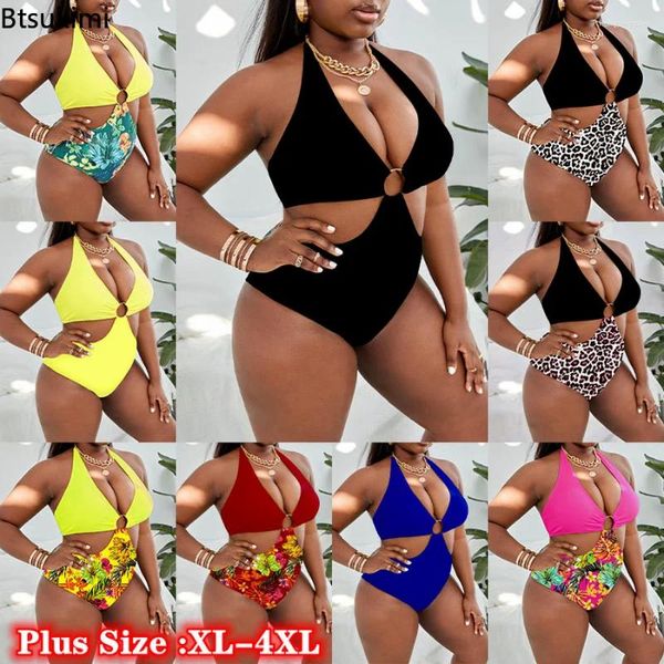 Traje de baño para mujer Tallas grandes 4XL Trajes de baño para damas gordas Impreso Sexy Traje de baño de una pieza Mujeres Vacaciones Ropa de playa Traje de baño Bikinis 2023