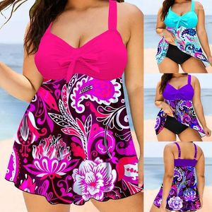 Swimwwear pour femmes Plus taille 5xl Femme Floral Tankini Talmy Control Swim imprimé rétro Trssul de bain en deux pièces