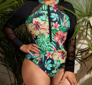 Maillot de bain femme grande taille maillot de bain une pièce à manches longues femmes maillot de bain éruption garde surf natation rashguard Monokini