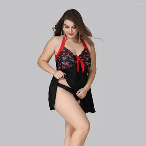 Swimwwear pour femmes Plus Tankini Set Swimsuit For Fat Swimming Cost Halter Swim Dress Jupe Two Piece Female Sweet Swimdress