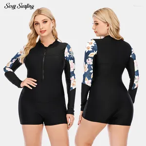 Swimwear de mujer Tamaño grande UV Proof Lycra Traje de surf de manga larga de una pieza