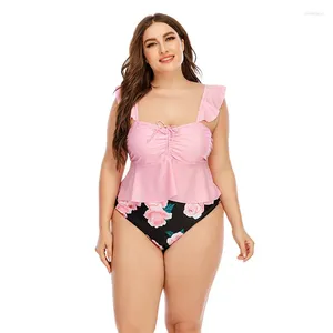 Dames badmode plus size dames bikini set ruche apart zwempak 5xl 2 -delige sets badpakken gewatteerde vrouwelijke strandkleding