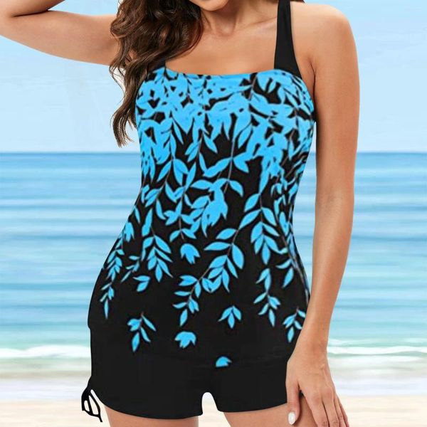 Swimwear de mujer para mujeres Mujeres de 2 piezas Swimsuits Floral impreso Bikinis Tankini con Boyshorts 2024 Summer Sporty Swim Baño de cintura alta