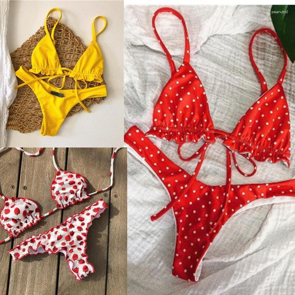 Traje de baño para Mujer, Bikinis De lunares, traje De baño para Mujer 2023, traje De baño con cordón para playa, traje De baño Push Up, Bikini brasileño Sexy