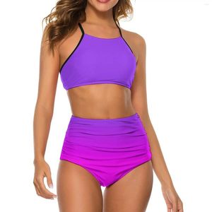 Maillots de bain pour femmes Imprimer Bikini Maillot de bain Sexy Violet et Rose Bikinis Set Femmes Deux pièces Design Maillots de bain Fitness Beachwear