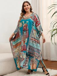 Traje de baño para mujer estampado bohemio Maxi vestido otoño largo mujer playa cubrir Kaftan Pareos bata Plage ropa de playa traje de baño túnicas