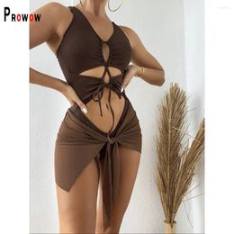 Maillots de bain pour femmes Prowow Femmes Bikinis Ensemble Creux Out One Piece Body Cover-ups Deux Pièces Maillots De Bain 2024 Summer Lady Beach