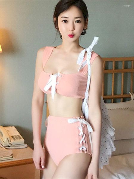 Traje de baño de mujer Puku Juzg traje de baño de Corea del Sur mujeres Sexy Bikini Split conjunto de dos piezas primavera Color caramelo encantador 2023 verano