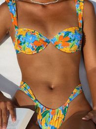 Traje de baño de mujer Push Up Bikini Micro Bikinis Set Traje de baño de mujer Sexy Traje de baño floral femenino Tanga Biquini Trajes de baño 230520