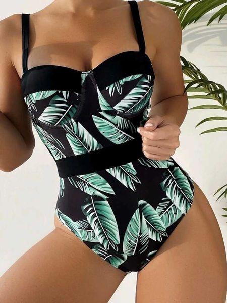 Traje de baño para mujer Push Up Traje de baño de una pieza Traje de baño sexy Mujeres Tropical Impreso Traje de baño Femenino 2022 Natación Verano Ropa de playa Verano T240328