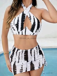 Dames Badmode Push Up String Bikini 2022 Dames Halter Badmode Vrouwelijk 3-delig badpak met rok Strandkleding Gedrukt badpak Zomer T240328