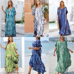 Traje de baño de mujer de secado rápido Retro Bikini Cover-ups o mujeres verano playa vestido tinte Pareo batas traje de baño ropa de playa chica suelta de talla grande