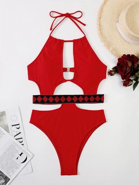 Swimwear de mujer Bikini Red Bikini Corte a las mujeres sexy brasileñas