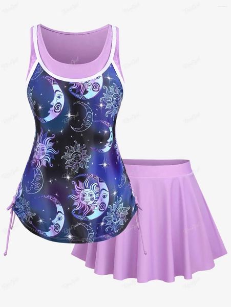 Traje de baño para mujer ROSEGAL Talla grande Moda Impreso Bikinis acolchados Dos piezas Ropa de playa Traje de baño Tankinis Traje de baño 4XL