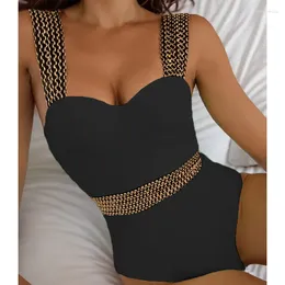 Traje de baño para mujer, traje de baño ruso, Bikini de estilo deportivo con soporte de acero y almohadilla en el pecho para adelgazar, empalme de una pieza