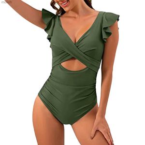 Sweetwear Women's S-XL Patchwork plissé de maillot de bain en maillot de bain une pièce de maillot de bain en V V.