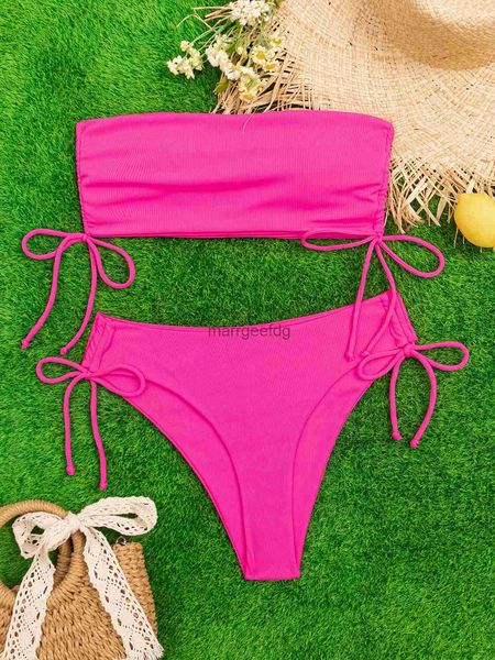 Traje de baño para mujer S - XL Bandeau sexy sin tirantes con cordones Bikini Traje de baño para mujer Traje de baño para mujer Conjunto de bikini de dos piezas Bañista Traje de baño Nadar K4994 YQ231101