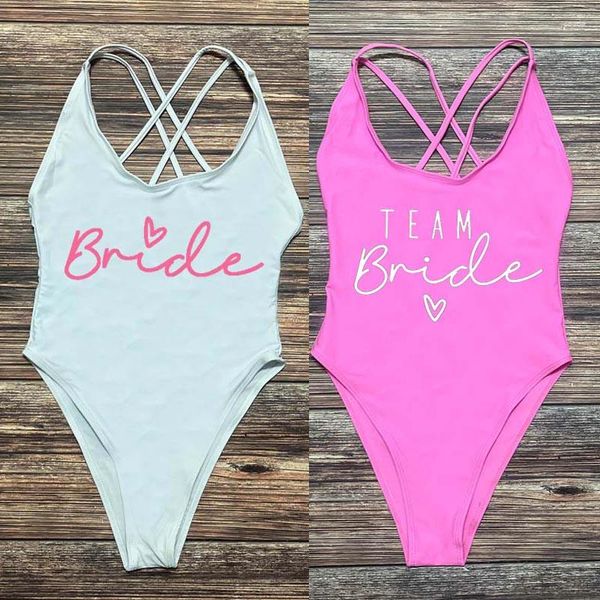 Traje de baño de mujer S-XXL traje de baño equipo BrideBride mujer traje de baño de una pieza mujer despedida de soltera Monokini ropa de playa de talla grande