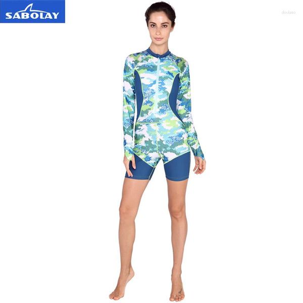 Traje de baño para mujer SABOLAY de una pieza Mujeres UPF50 Camisas de natación Elástico Rash Guards Ropa Rashguard Surf Buceo Protector solar Traje de baño