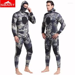 Swimwear pour femmes SBART Camouflage WetSuit 5 mm Casques de plongée en caoutchouc 2 pièces Split Corps Surf de maillot de bain pour hommes Hiver Chauffeur de baignade Men
