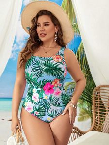 Swimswear féminin Seauaul 2024 Plus taille Swimwear Femme Femme Sexy Sweet Flower Print One Bathing Bathing Fissure Beachwear Push Up Monokini