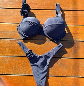 Swimswear féminin Seaural sexy brésilien Bikini ensembles 3d fleurs de maillot de bain 2024 Nouveaux maillots de bain hard pack féminin de baignade
