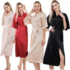 Maillots de bain pour femmes vente chemise de nuit étendue couleur unie Micro élastique robe du matin femmes mince Sexy couleur Ding peignoir