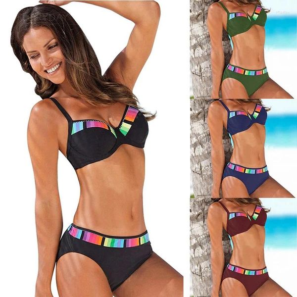 Traje de baño para mujer Sexy 2024 Conjunto de bikini negro para mujer Traje de baño estampado Push Up Lunares Traje de baño Ropa de playa Biquini 3XL