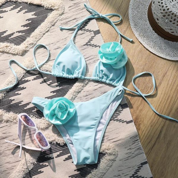 Swimwear Women Sexy Sexy Flower String Micro Mini Bikinis Sets deux pièces Sweter Switsuit Polded Feme Female Bathing Biquini