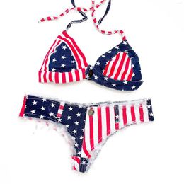 Dames badmode sexy Amerikaanse vlag bikini set 2024 zomervakantie