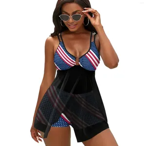 Maillots de bain pour femmes Sexy drapeau américain élégant bikini ensemble étoiles et rayures maillot de bain maille mignon sport personnalisé vêtements de plage
