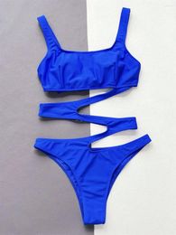 Bandage de maillots de bain pour femmes Micro Bikini Coupe Irregular Cut Onekini maillot de bain Femme Bowknot Back Hook One-Piece Beach Wear Bathing