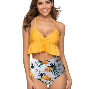 Dames badmode sexy strandmode push-up zomer gegolfde top tweedelig split zwempak hoge taille bikini gevarieerd zwempak sling