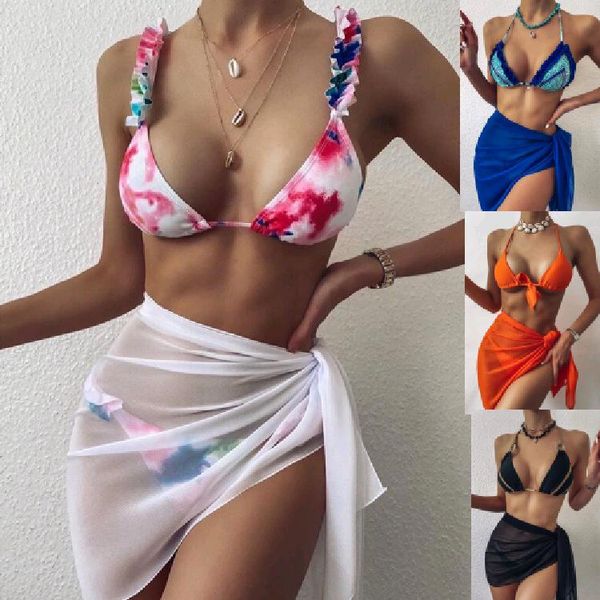 Maillots de bain pour femmes Sexy Beachwear Multicolore Biqiuni Écharpe Cover Up Wrap Kaftan Sarong Beach Wear Bikinis Cover-ups Imprimer Jupe