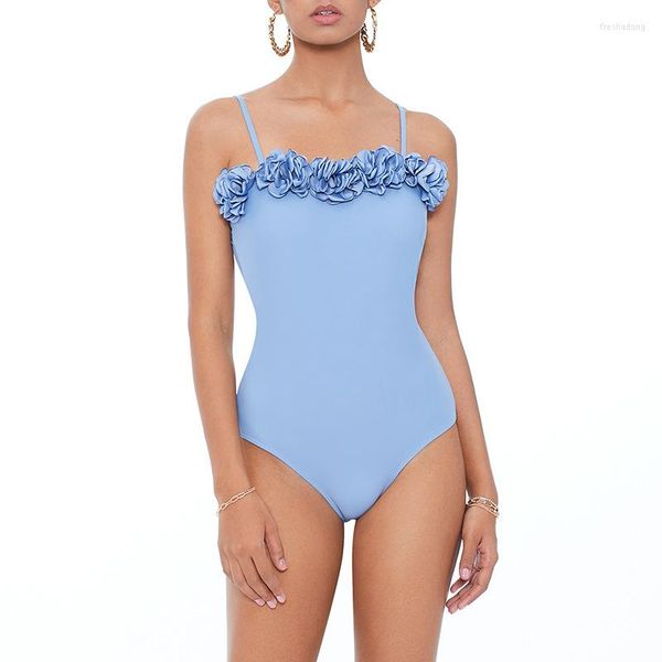 Bañador Sexy para mujer, Bikini con realce de pechos grandes para mujer, bañador adelgazante de una pieza azul claro, bañador Bandeau con Control de barriga, playa femenina 2023