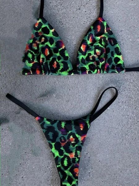 Traje de baño para mujer, Bikini Sexy 2024, traje de baño con estampado navideño, conjunto de cordón, traje de baño para mujer, Bikini con Tanga, ropa de playa