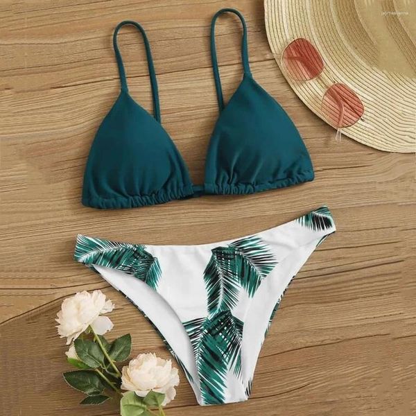 Traje de baño para mujer Conjunto de bikini sexy Hoja Impresión al azar Push-Up Mujeres Traje de baño Ropa de playa Acolchado Brasil Biquini 2024